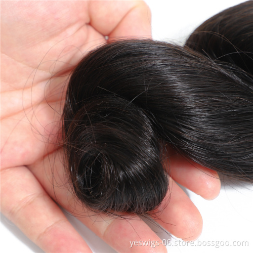 Yeswigs Cuticle Aligned Natural Color Indian Human Hair Extensions Loose Wave Virgin Single Donor Raw Indian Human Hair Weaving